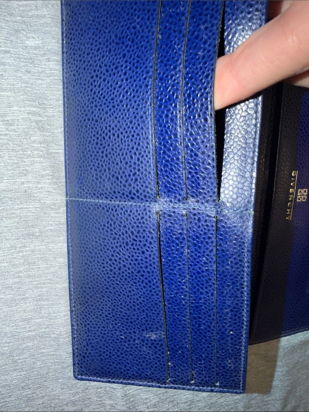 Givenchy Navy Blue Pebbled Leather Continental Wallet Clutch